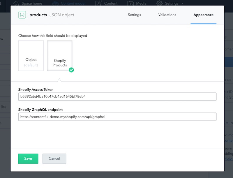Contentful Shopify UI Extension parameters figure