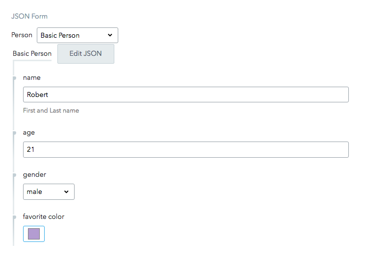 Edit form. Json. Json Editor. Json forms. README json.